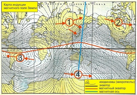 карта напряженности магнитного поля